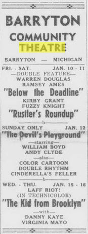 Community Theatre - Jan 9 1947 Ad (newer photo)